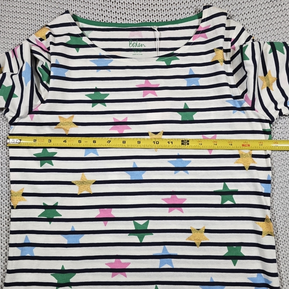 Boden Stripes & Stars Long Sleeve Shirt Women Sz 8 Cotton Pullover Top - Picture 8 of 8